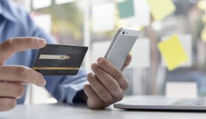 credit card and a phone